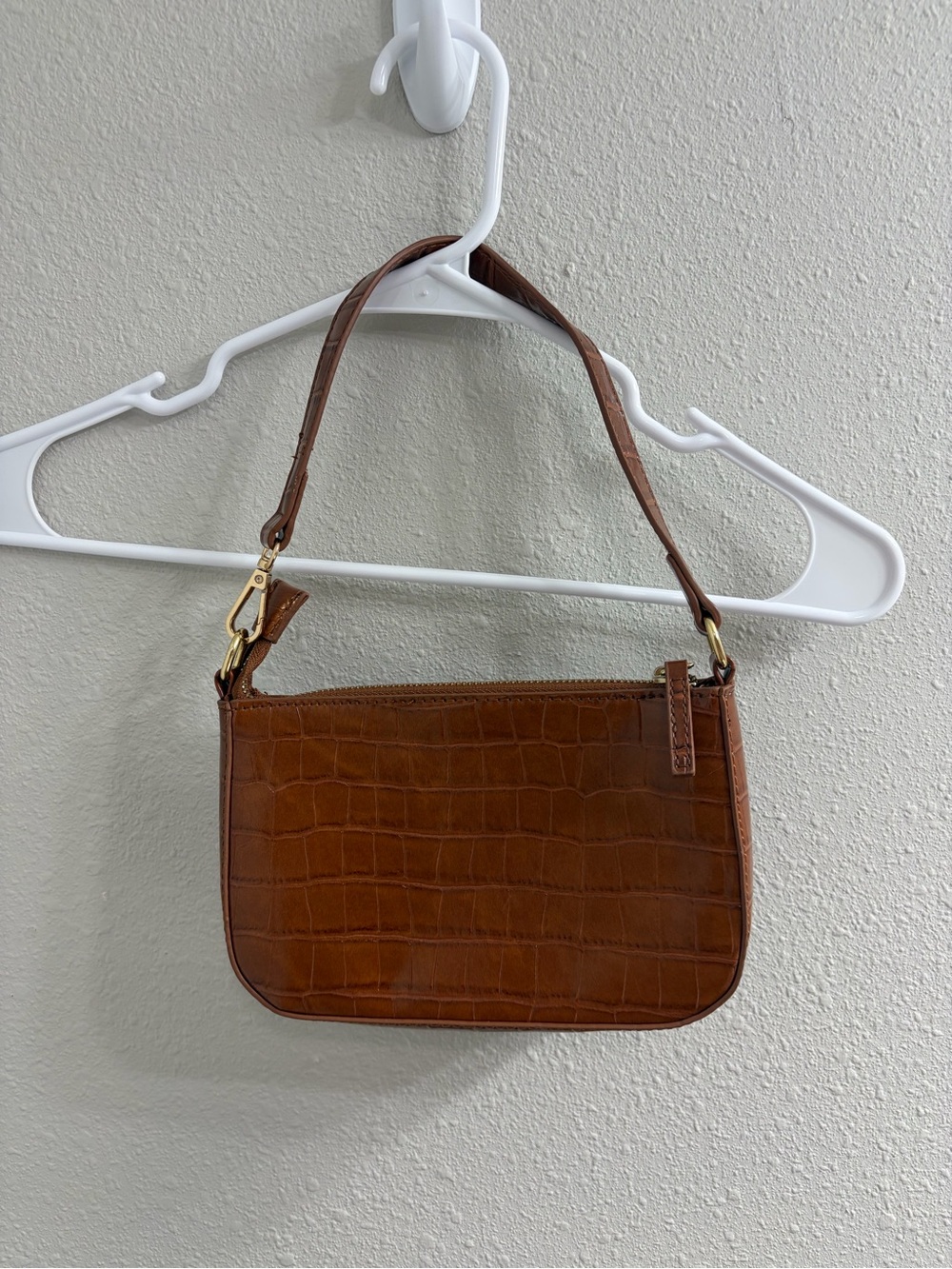 & Other Stories Croc-Embossed Tan Mini Shoulder Bag